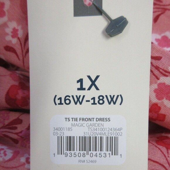 TERRA & SKY Fit & Flare Button Front Dress Womens Size 16W Pink Red Floral NWT - Picture 8 of 12
